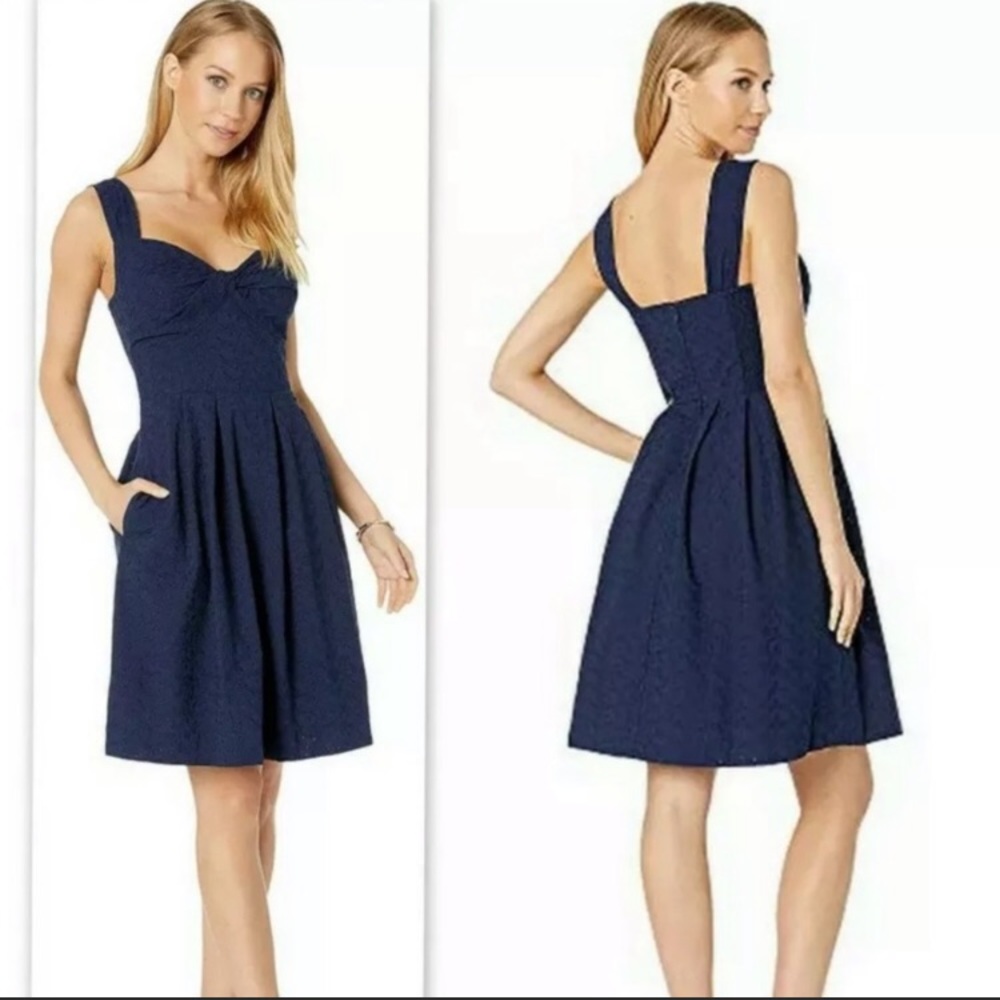 NWT Lilly Pulitzer Cyndi Navy Fit and Flare Dress